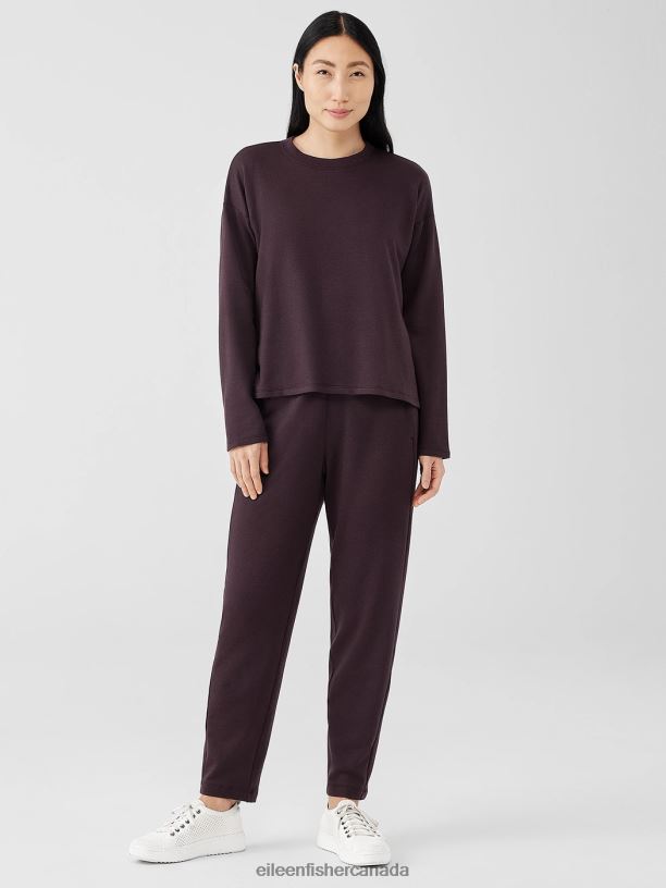 EILEEN FISHER Cozy Brushed Terry Hug Box-Top Boxy Fit Short Length Women CASSIS Clothing 024FN253