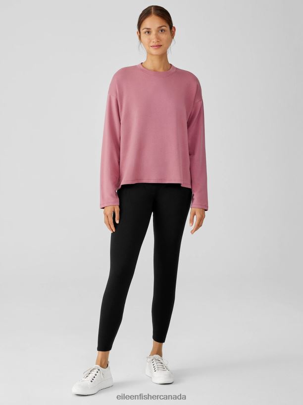 EILEEN FISHER Cozy Brushed Terry Hug Box-Top Boxy Fit Short Length Women TEA ROSE Clothing 024FN255