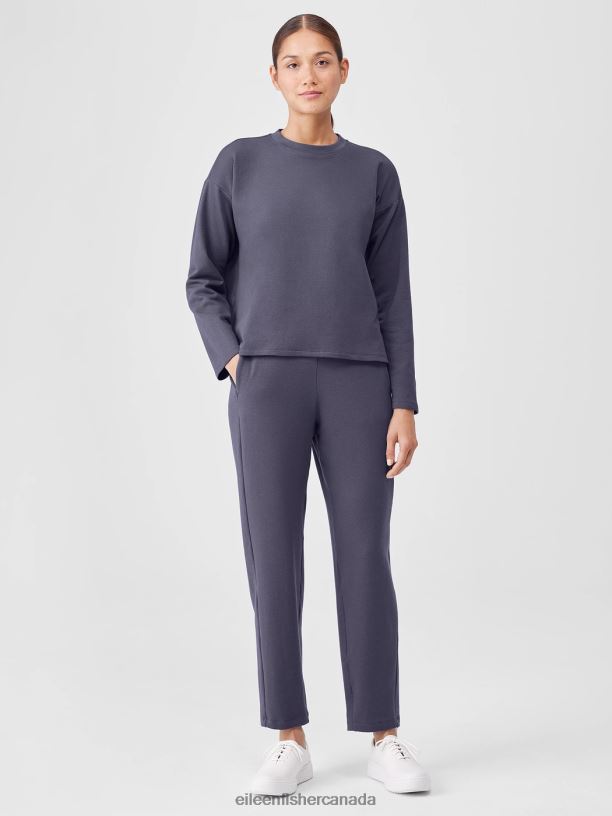 EILEEN FISHER Cozy Brushed Terry Hug Box-Top Boxy Fit Short Length Women TWILIGHT Clothing 024FN254