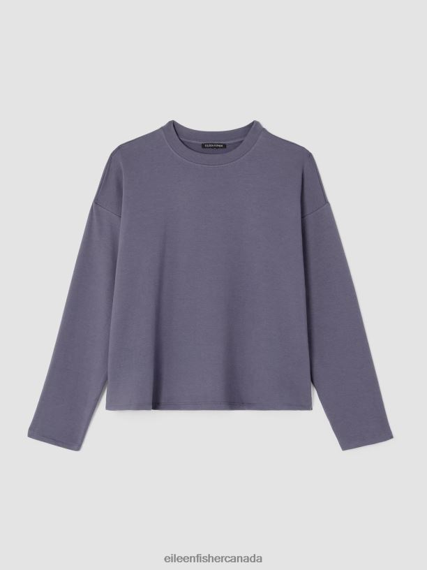 EILEEN FISHER Cozy Brushed Terry Hug Box-Top Boxy Fit Short Length Women TWILIGHT Clothing 024FN254