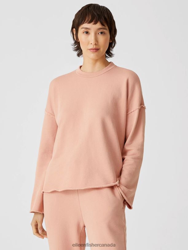 EILEEN FISHER Organic Cotton French Terry Box-Top Boxy Fit Basic Length Women DARK POWDER Clothing 024FN359