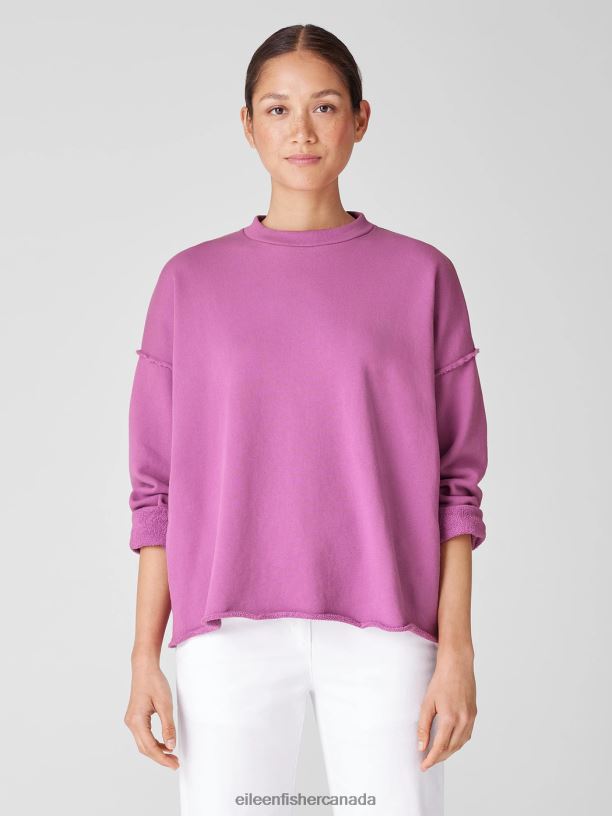 EILEEN FISHER Organic Cotton French Terry Box-Top Boxy Fit Basic Length Women LOTUS Clothing 024FN356