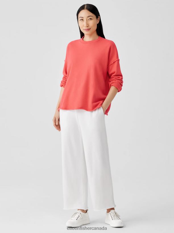 EILEEN FISHER Organic Cotton French Terry Box-Top Boxy Fit Basic Length Women WATERMELON Clothing 024FN232