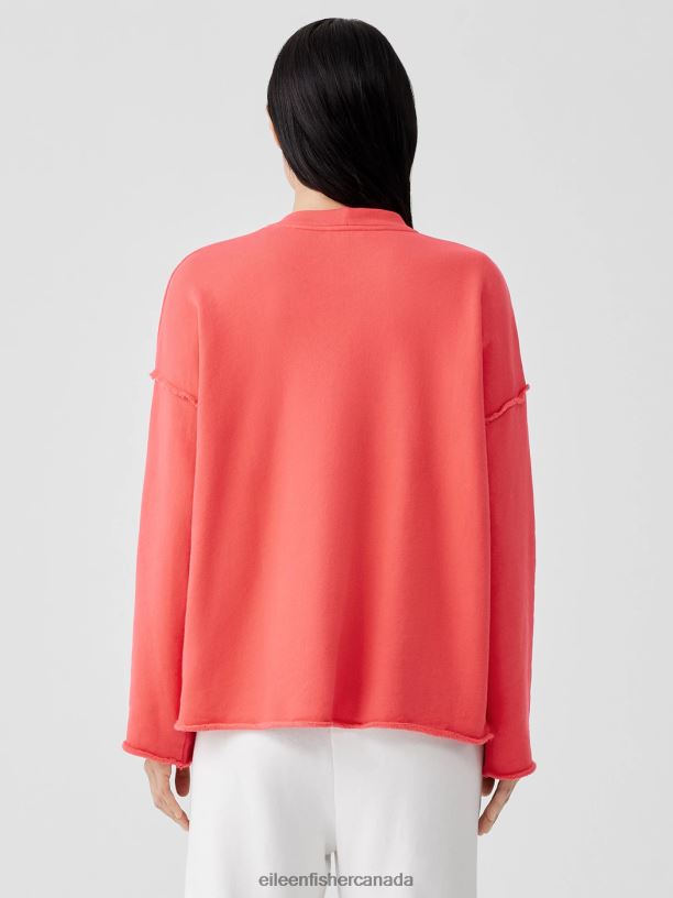 EILEEN FISHER Organic Cotton French Terry Box-Top Boxy Fit Basic Length Women WATERMELON Clothing 024FN232