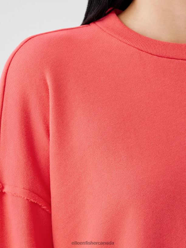 EILEEN FISHER Organic Cotton French Terry Box-Top Boxy Fit Basic Length Women WATERMELON Clothing 024FN232