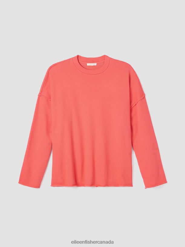EILEEN FISHER Organic Cotton French Terry Box-Top Boxy Fit Basic Length Women WATERMELON Clothing 024FN232