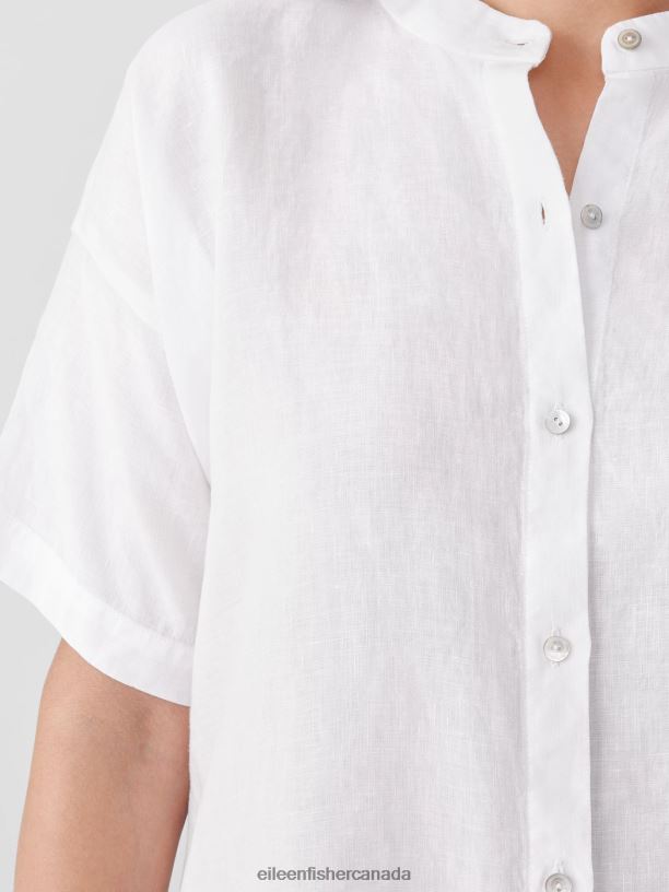 EILEEN FISHER Handkerchief Linen Short-Sleeve Long Shirt Boxy Fit Long Length Women WHITE Clothing 024FN89