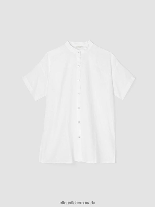 EILEEN FISHER Handkerchief Linen Short-Sleeve Long Shirt Boxy Fit Long Length Women WHITE Clothing 024FN89