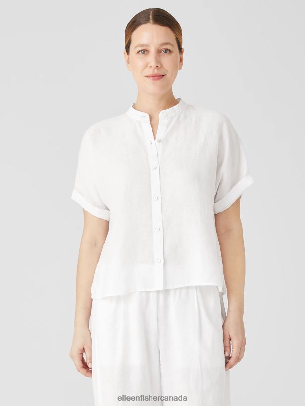 EILEEN FISHER Handkerchief Linen Short-Sleeve Shirt Boxy Fit Short Length Women BLACK Clothing 024FN86