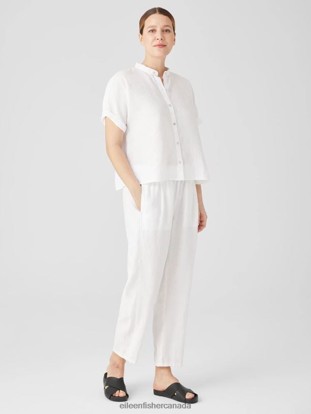 EILEEN FISHER Handkerchief Linen Short-Sleeve Shirt Boxy Fit Short Length Women BLACK Clothing 024FN86