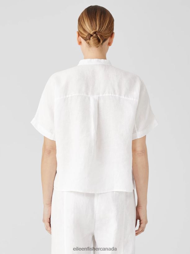 EILEEN FISHER Handkerchief Linen Short-Sleeve Shirt Boxy Fit Short Length Women BLACK Clothing 024FN86