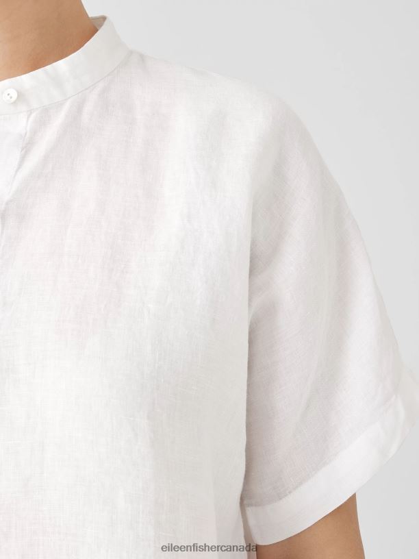 EILEEN FISHER Handkerchief Linen Short-Sleeve Shirt Boxy Fit Short Length Women BLACK Clothing 024FN86
