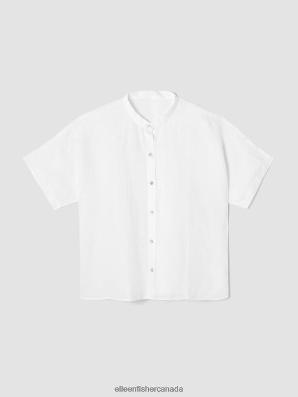 EILEEN FISHER Handkerchief Linen Short-Sleeve Shirt Boxy Fit Short Length Women BLACK Clothing 024FN86