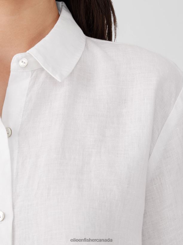 EILEEN FISHER Handkerchief Linen Short-Sleeve Shirt Easy Fit Basic Length Women BLACK Clothing 024FN90