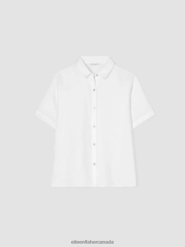 EILEEN FISHER Handkerchief Linen Short-Sleeve Shirt Easy Fit Basic Length Women BLACK Clothing 024FN90