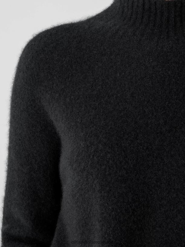 EILEEN FISHER Cashmere Silk Bliss Turtleneck Box-Top Boxy Fit Basic Length Women BLACK Clothing 024FN447
