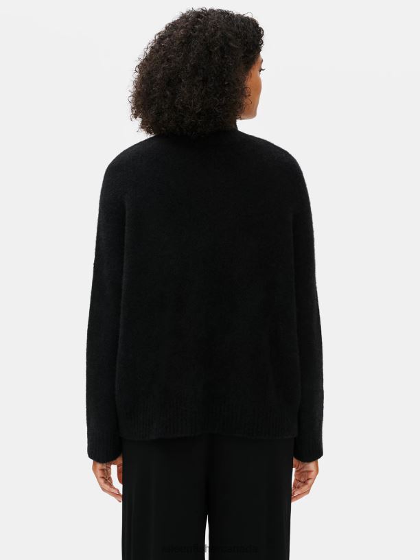 EILEEN FISHER Cashmere Silk Bliss Turtleneck Box-Top Boxy Fit Basic Length Women BLACK Clothing 024FN468