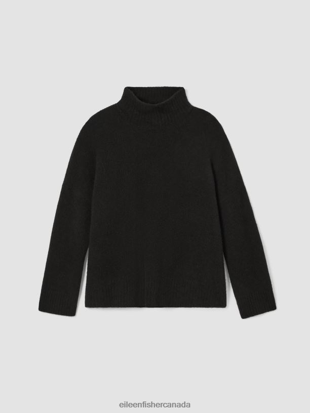 EILEEN FISHER Cashmere Silk Bliss Turtleneck Box-Top Boxy Fit Basic Length Women BLACK Clothing 024FN468