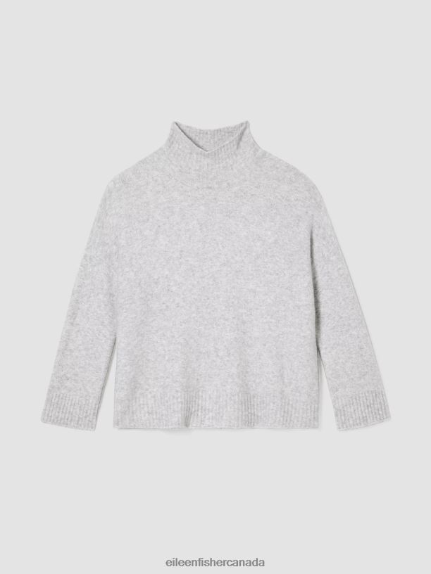 EILEEN FISHER Cashmere Silk Bliss Turtleneck Box-Top Boxy Fit Basic Length Women BLACK Clothing 024FN478