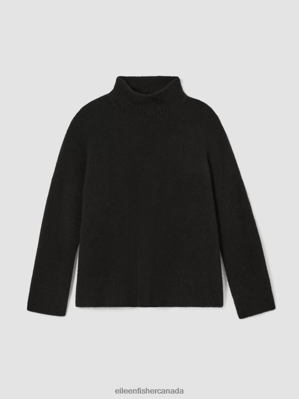 EILEEN FISHER Cashmere Silk Bliss Turtleneck Box-Top Boxy Fit Basic Length Women BLACK Clothing 024FN479