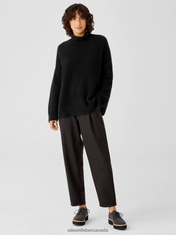 EILEEN FISHER Cashmere Silk Bliss Turtleneck Box-Top Boxy Fit Basic Length Women BLACK Clothing 024FN486