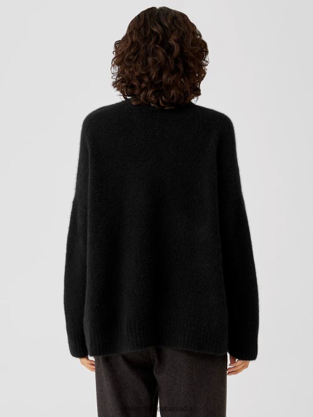 EILEEN FISHER Cashmere Silk Bliss Turtleneck Box-Top Boxy Fit Basic Length Women BLACK Clothing 024FN486