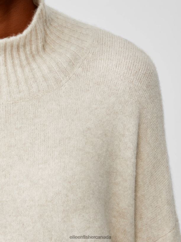 EILEEN FISHER Cashmere Silk Bliss Turtleneck Box-Top Boxy Fit Basic Length Women MAPLE OAT Clothing 024FN480