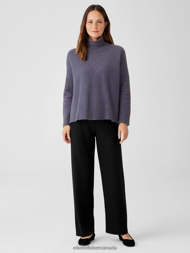 EILEEN FISHER Cashmere Silk Bliss Turtleneck Box-Top Boxy Fit Basic Length Women TWILIGHT Clothing 024FN450