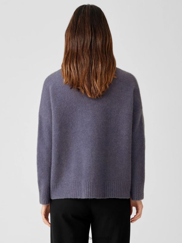 EILEEN FISHER Cashmere Silk Bliss Turtleneck Box-Top Boxy Fit Basic Length Women TWILIGHT Clothing 024FN450