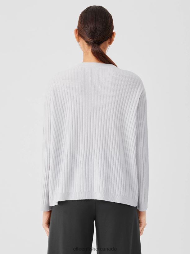 EILEEN FISHER Italian Cashmere Crew Neck Top Boxy Fit Basic Length Women PEARL Clothing 024FN423