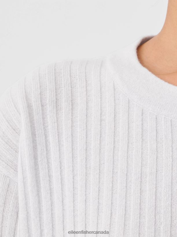 EILEEN FISHER Italian Cashmere Crew Neck Top Boxy Fit Basic Length Women PEARL Clothing 024FN423