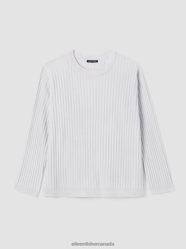 EILEEN FISHER Italian Cashmere Crew Neck Top Boxy Fit Basic Length Women PEARL Clothing 024FN423