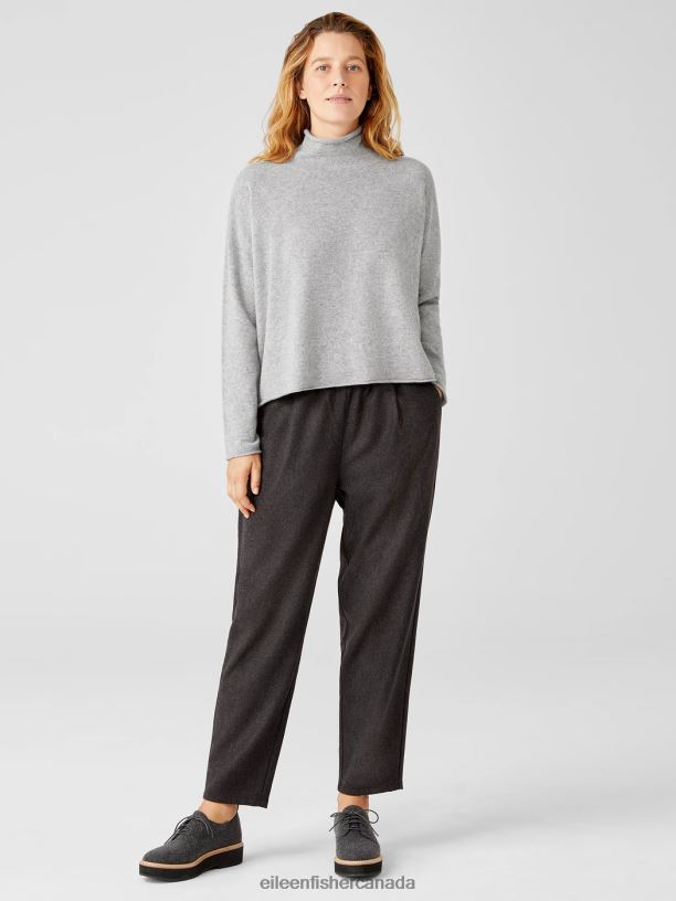 EILEEN FISHER Italian Cashmere Scrunch Neck Top Boxy Fit Short Length Women MOON Clothing 024FN462