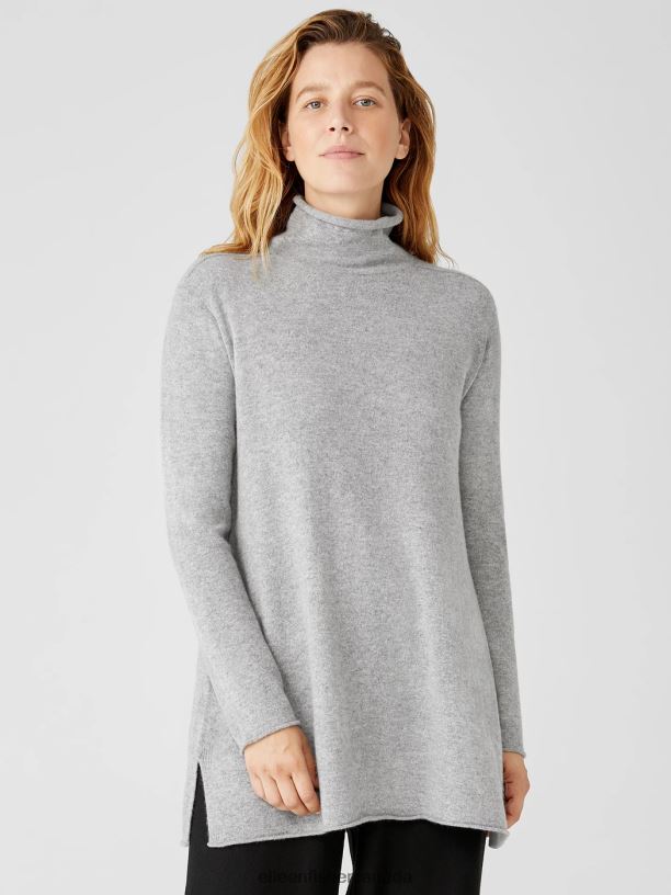 EILEEN FISHER Italian Cashmere Turtleneck Long Top Easy Fit Thigh Length Women MOON Clothing 024FN475