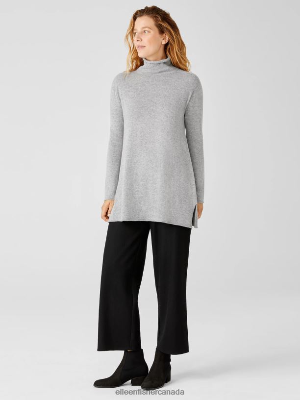 EILEEN FISHER Italian Cashmere Turtleneck Long Top Easy Fit Thigh Length Women MOON Clothing 024FN475