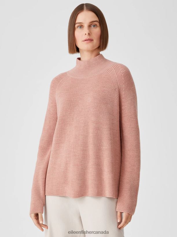 EILEEN FISHER Merino Turtleneck Top in Responsible Wool Boxy Fit Basic Length Women DARK POWDER Clothing 024FN472