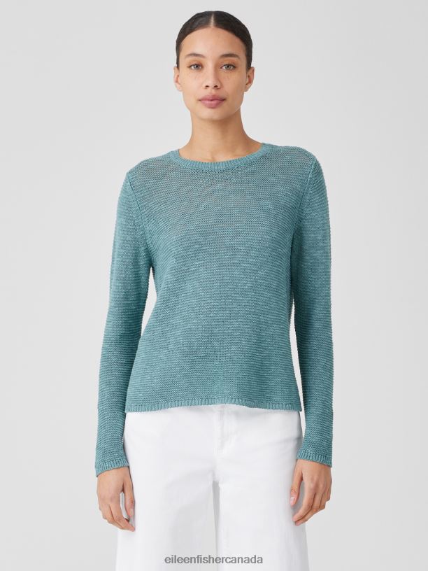 EILEEN FISHER Organic Linen CottonCrew Neck Top Easy Fit Short Length Women BLACK Clothing 024FN380