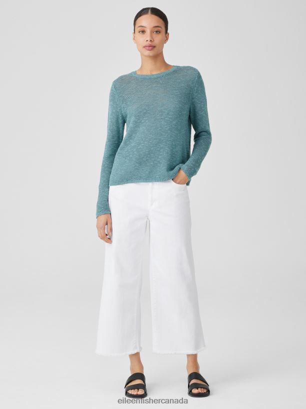 EILEEN FISHER Organic Linen CottonCrew Neck Top Easy Fit Short Length Women BLACK Clothing 024FN380