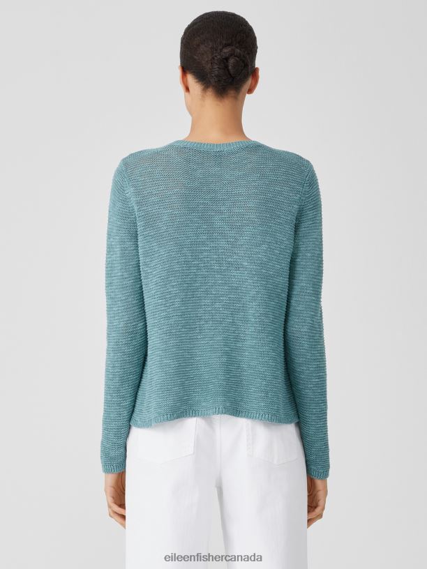 EILEEN FISHER Organic Linen CottonCrew Neck Top Easy Fit Short Length Women BLACK Clothing 024FN380