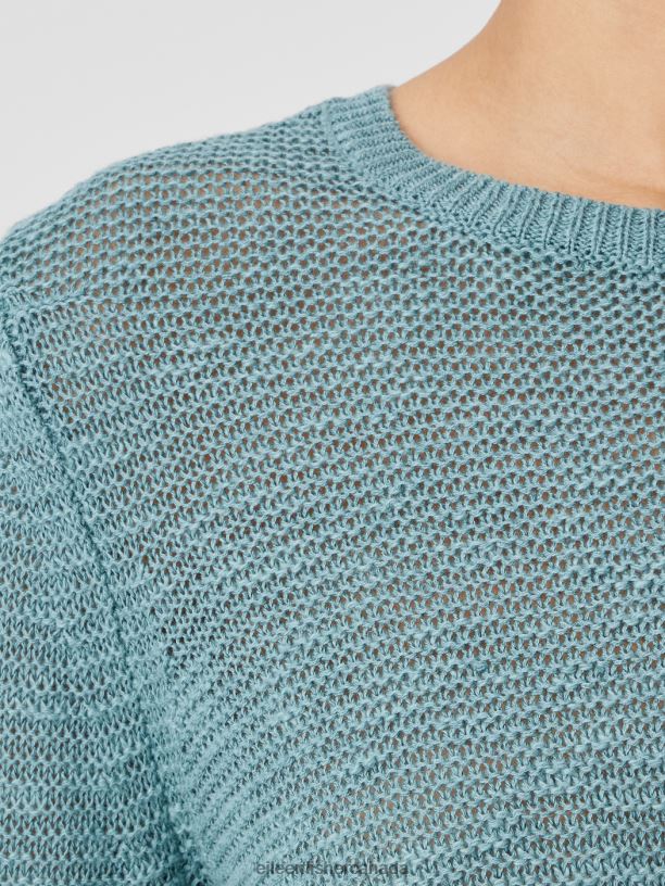 EILEEN FISHER Organic Linen CottonCrew Neck Top Easy Fit Short Length Women BLACK Clothing 024FN380