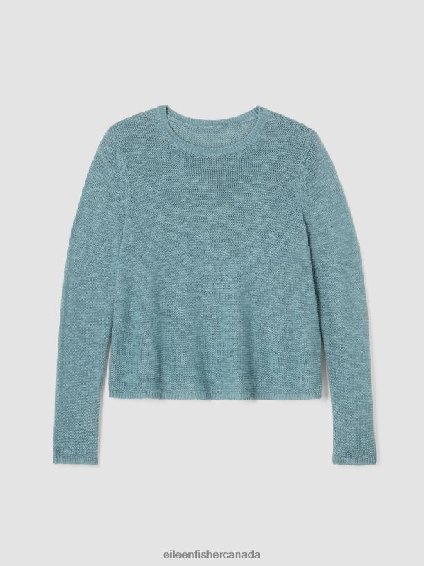 EILEEN FISHER Organic Linen CottonCrew Neck Top Easy Fit Short Length Women BLACK Clothing 024FN380