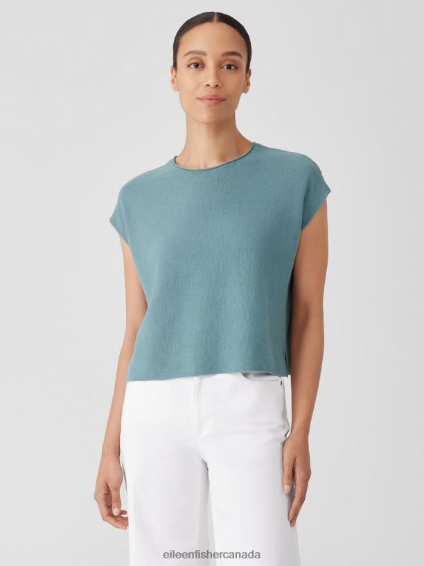 EILEEN FISHER Organic Linen Cotton Seed Square Top Boxy Fit Short Length Women AMALFI Clothing 024FN387