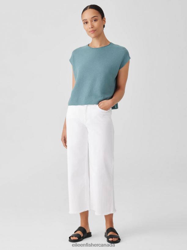 EILEEN FISHER Organic Linen Cotton Seed Square Top Boxy Fit Short Length Women AMALFI Clothing 024FN387