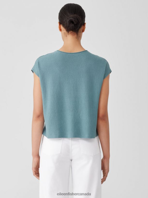 EILEEN FISHER Organic Linen Cotton Seed Square Top Boxy Fit Short Length Women AMALFI Clothing 024FN387