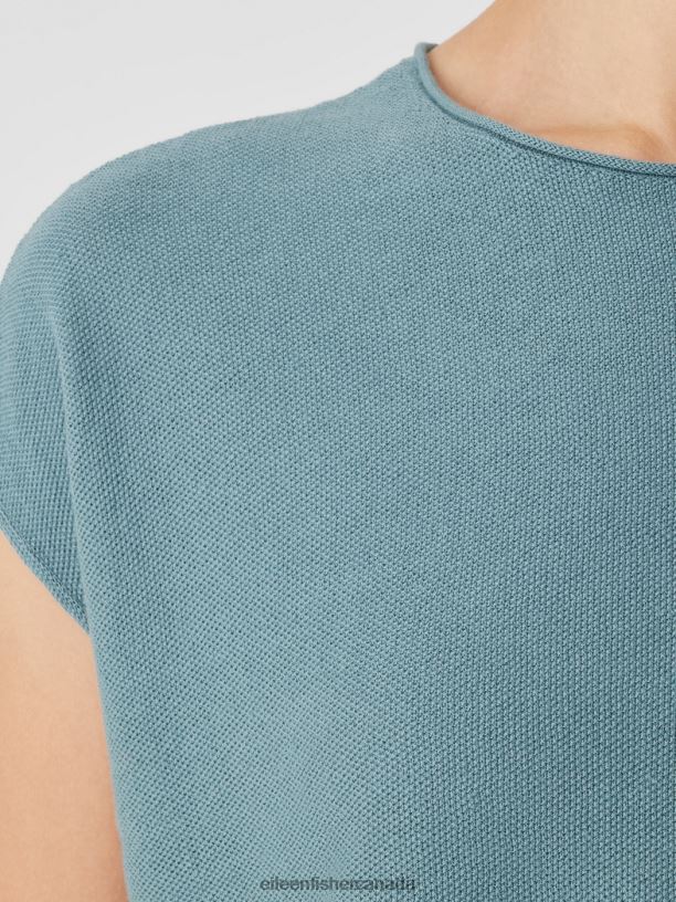 EILEEN FISHER Organic Linen Cotton Seed Square Top Boxy Fit Short Length Women AMALFI Clothing 024FN387