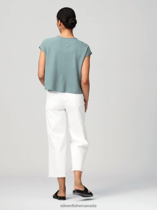 EILEEN FISHER Organic Linen Cotton Seed Square Top Boxy Fit Short Length Women AMALFI Clothing 024FN387