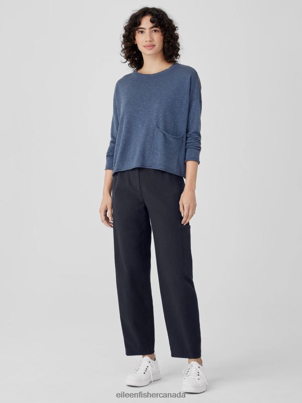 EILEEN FISHER Organic Linen Cotton Slub Box-Top Boxy Fit Short Length Women WHITE Clothing 024FN418