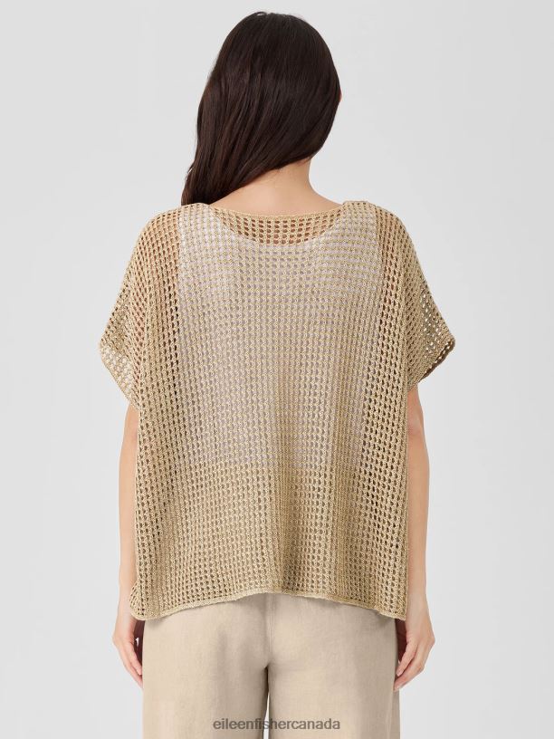 EILEEN FISHER Organic Linen DelaveBateau Neck Top Boxy Fit Short Length Women BLACK Clothing 024FN377