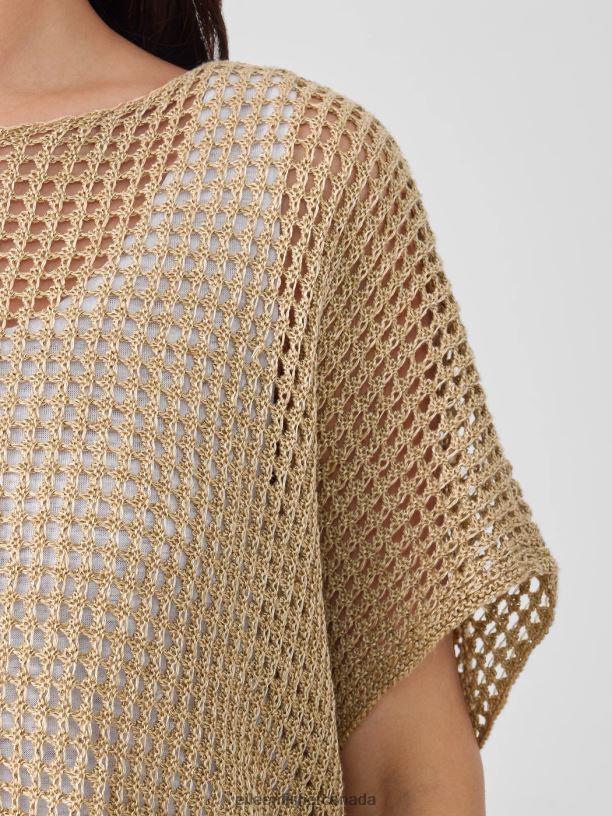 EILEEN FISHER Organic Linen DelaveBateau Neck Top Boxy Fit Short Length Women BLACK Clothing 024FN377