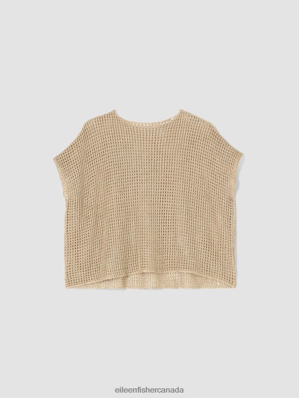 EILEEN FISHER Organic Linen DelaveBateau Neck Top Boxy Fit Short Length Women BLACK Clothing 024FN377